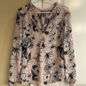 Dalia women’s pink and blue print long sleeve top size medium
